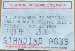 Gary Numan Ticket Portsmouth1984